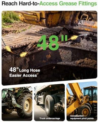 48-Inch Grease Gun Replacement Hose for M-12, M-18, 12000 PSI High-Pressure