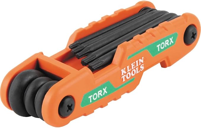 Klein Tools 70540T Compact Folding Torx Key Set, 8 Keys T9 to T40, Industrial Strength Heat Treated Alloy Steel