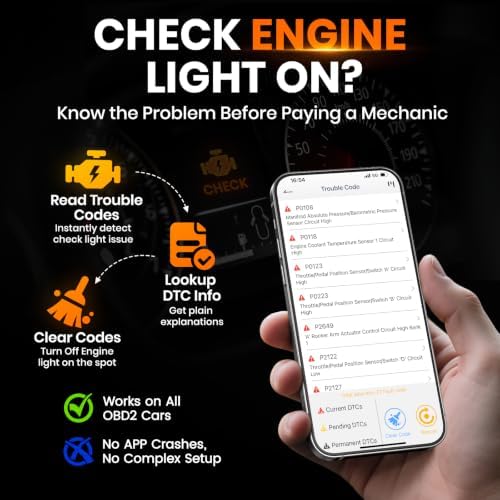 ANCEL BD310 Bluetooth OBD2 Scanner, 2-in-1 Car Diagnostic Scan Tool & Code Reader with App, Battery Test, Trip Analysis, Performance Test, for iPhone & Android, All 1996+ Vehicles