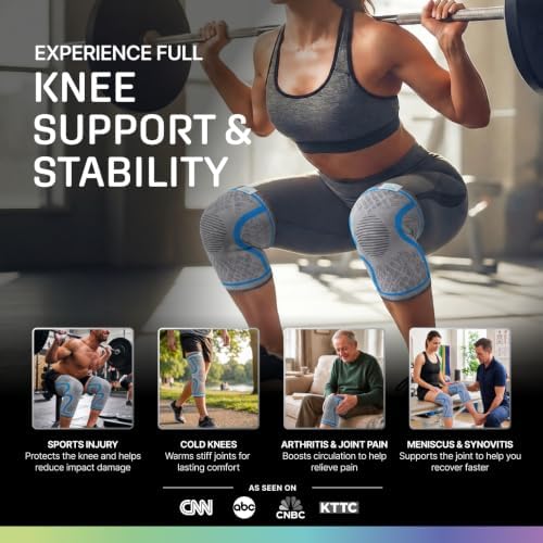 Modvel Compression Knee Brace for Women & Men - 2 Pack Knee Brace for Women Running Knee Pain, Knee Support Compression Sleeve, Workout Sports Knee Braces for Meniscus Tear ACL & Arthritis Pain Relief