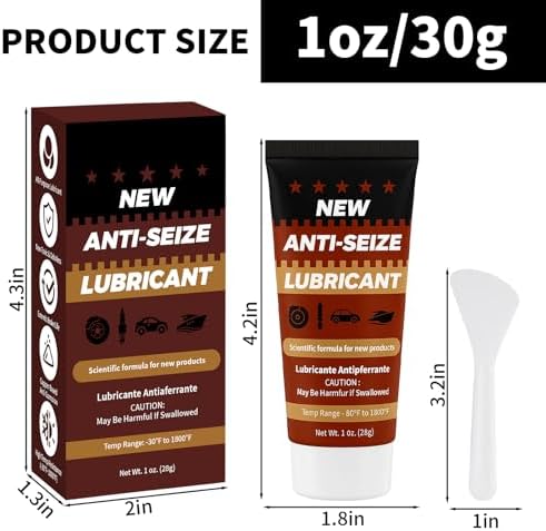 Copper Anti-Seize Brake Caliper Grease & Thread Lubricant - High Temp Copper Antiseize Compound Prevents Noise, Seizes - Use for Brake Pins, Bolts, Spark Plugs, Automotive Application - 1oz Tube 1Pack