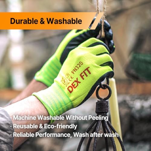 DEX FIT FN320 Precision Grip Work Gloves, 3D-Comfort Fit, Ultra Stretch Nylon Gloves, Lightweight & Flexible for Warehouse Handling, Assembly, Delivery, and Gardening, Black, M, 3 Pairs