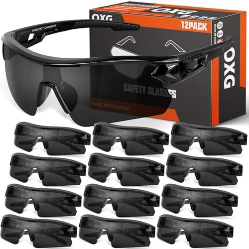 OXG 12 Pack Safety Glasses for Men Women, ANSI Z87.1 Protective Eyewear