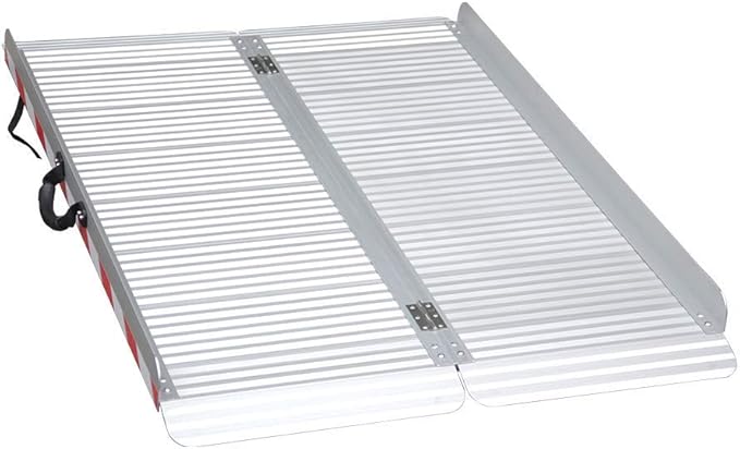 Ruedamann 4FT x 33.5" Extra Wide Electric Scooter ramp Wheelchair ramp for Doorways, Lightweight with Handle, Heavy 800Lbs, Non-Slip Foldable Threshold Ramp for Big Wheelchair Walker Scooter Trailer