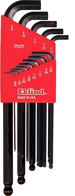 Eklind Tool 13113 Stubby-Ball-Hex-L Key allen wrench - 13pc set SAE Inch Sizes .050-3/8 Long series