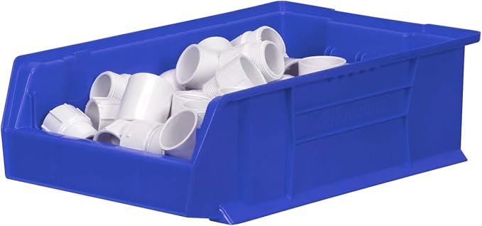 Akro-Mils 30280 Super-Size AkroBins Plastic Storage Bins, Space-Saving Stackable Bins for Garage, Classroom, Warehouse Organization, 20" L x 12" W x 6" H, Blue, 4-Pack