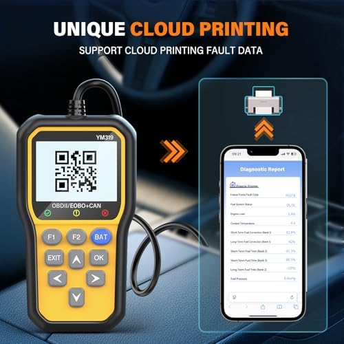 BluSon YM319 OBD2 Scanner Diagnostic Tool with Battery Tester, Scan Tool