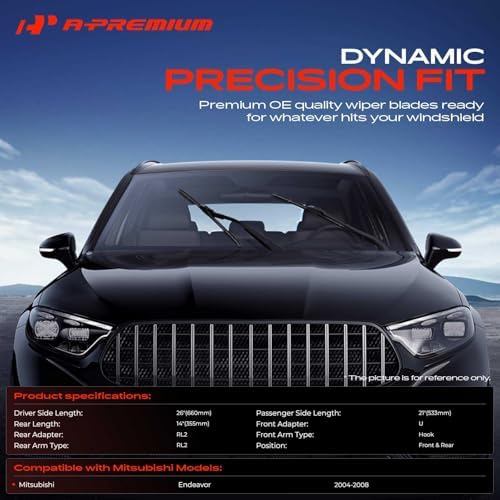 A-Premium 26"+21"+14" Windshield Wiper Blades with Wear Indicator & Towel