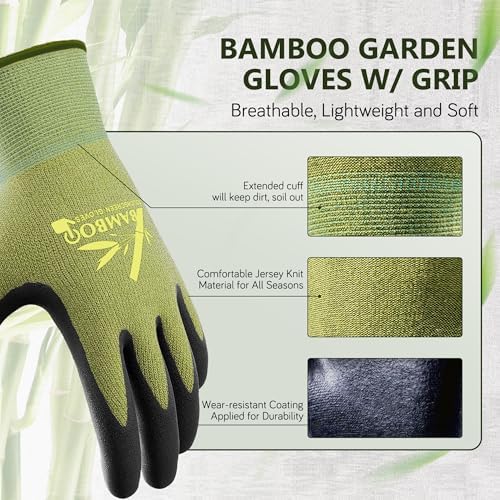 COOLJOB 2 Pairs Gardening Working Gloves, Touchscreen, Nitrile Coated, M