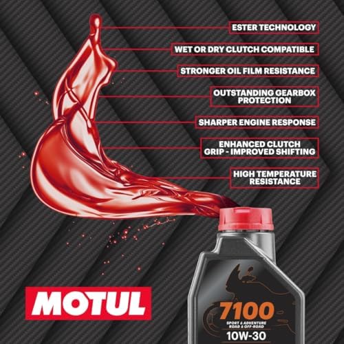 Motul 7100 4T 10W-30 Full Synthetic Motorcycle Oil - Ester Core Technology - API SP JASO MA2 Wet Clutch and DCT Safe - Engine Protection for Honda, Hero, TVS Motor - 1L