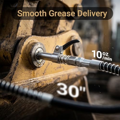 Cordless Grease Gun Compatible with DeWalt 20V Battery(Tool Only), Battery Powered, 10,000 PSI Brushless Motor, 5-Speed Variable Flow, 14 oz Grease Cartridge, 30" Flexible Hose, Low Voltage Protection