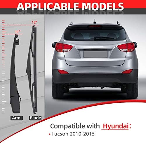 Replacement for Hyundai Tucson 2010-2015, Rear Windshield Wiper Arm Blade Set - OTUAYAUTO Factory OEM Style 988111H000