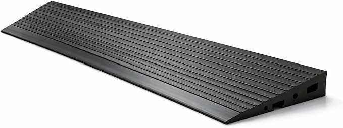 1" Rise No-Drill Natural Rubber Wheelchair Threshold Ramp, 35.5" Cuttable, 2200 LBS Load Capacity, Non-Slip Weather Resistant Doorway Ramp for Wheelchairs, Walkers, Scooters
