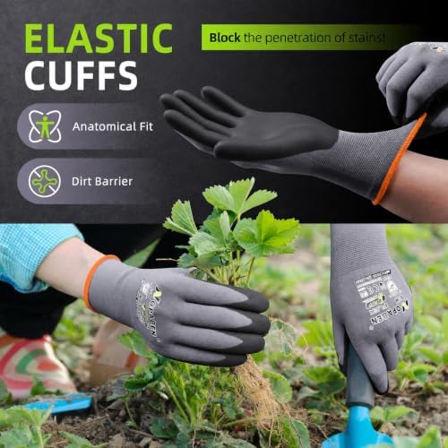 Safety Work Gloves Men, 12 Pairs Micro Foam Nitrile Coated Grip