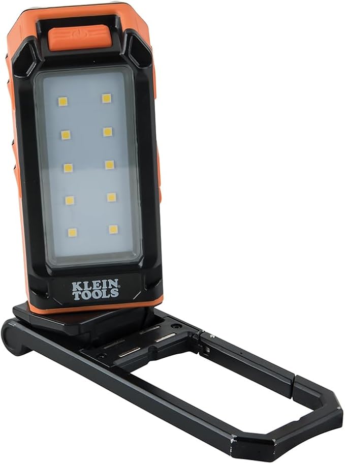 Klein Tools 56403 LED Light, Rechargeable Flashlight/Worklight with Kickstand, Magnetic Mount, and Carabiner, Charges Small Electronics, for Work, Camping