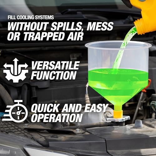 OEMTOOLS 87009 No-Spill Coolant Funnel Kit, 15 Pc Fluid & Oil Funnel Set