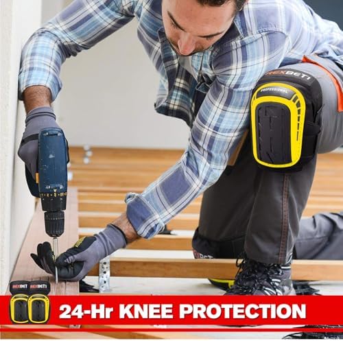 REXBETI Knee Pads for Men, Anti-slip Construction Gel Knee Pads for Work