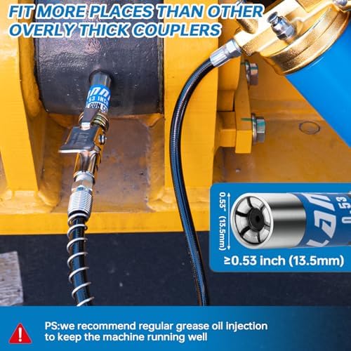 0.53" Grease Gun Coupler, Strong Locking & Quick Release Grease Gun Tips