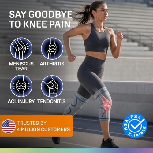 Modvel 2 Pack Knee Brace for Women - Knee Support for Walking, Knee Compression Sleeves for Pain Relief, Knee Sleeves for Women, Knee Brace for Sports, Workouts & Arthritis