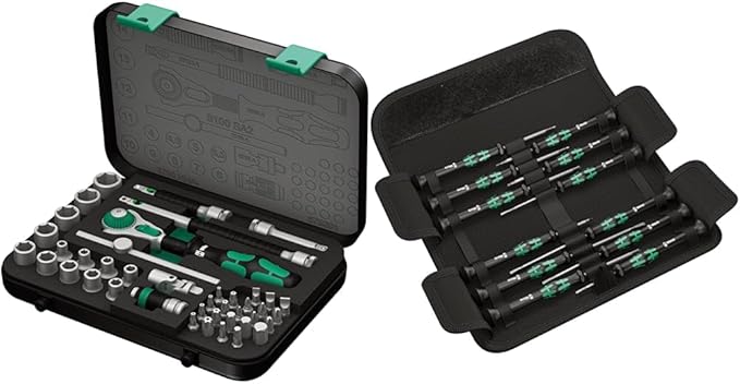 Wera 42-Piece 1/4" Metric Ratchet Set, KRAFTFORM MICRO 12-Piece Screwdriver Set Bundle
