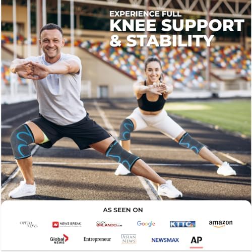 Modvel Compression Knee Brace for Women & Men - 2 Pack Knee Brace for Running Knee Pain, Knee Support Compression Sleeve, Workout Sports Knee Braces for Meniscus Tear ACL & Arthritis Pain Relief