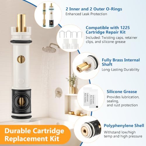 2 Pack Shower Cartridge Compatible with Moen 1225 1225B, Plastic