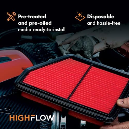 HIGHFLOW PA99455X High Performance, Pre-Oiled Disposable Engine Air Filter | Fits 2018-2026 Jeep Wrangler 3.6L