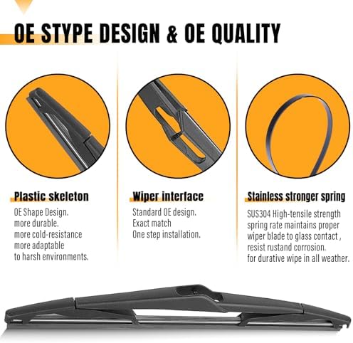 AUTOBOO 12" Rear Wiper Blade Replacement for Ford Focus Fiesta