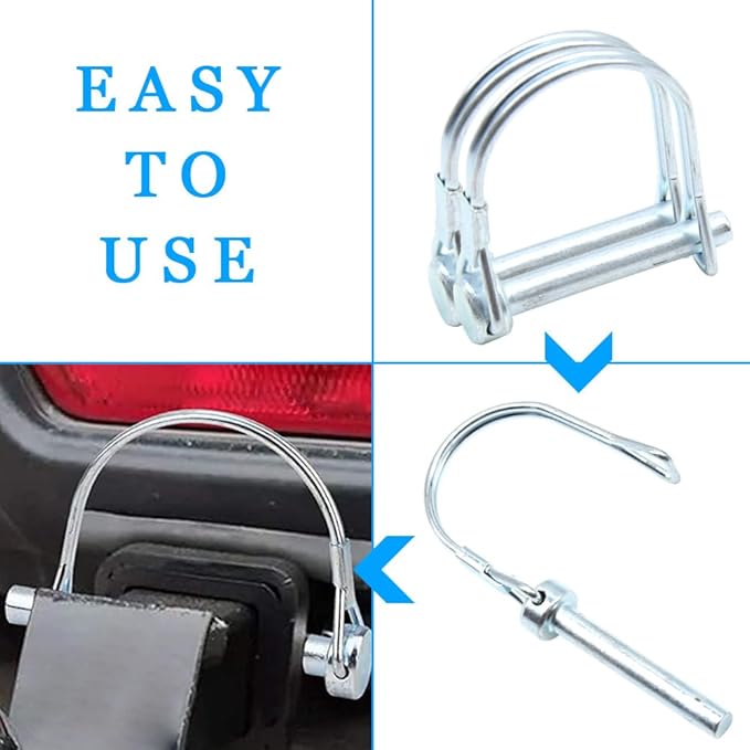 5Pcs Shaft Locking Pin 5/16”Trailers Lock Hitch Lock Pin Zinc Plated Carbon Steel Round Loop Safety Wire Lock Pin Length 2-23/64”for Farm Trailers Trolley Wagons Lawn Garden Towing(D-8x60mm)