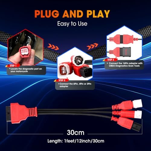 Autel Original 3-in-1 OBD2 Adapter Cable,16 Pin to 6/4/3 Pin OBD Diagnostic