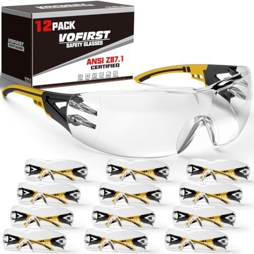12 Pack Clear Safety Glasses Bulk for Men Women ANSI Z87.1 UV Protection