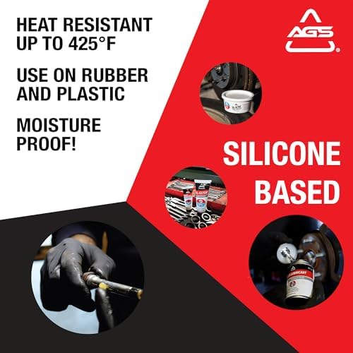 AGS SIL-Glyde 4 oz Tube Silicone Based Brake Assembly Lubricant for Eliminating Disc Brake Squeal - Moisture Proof, Heat Resistant, Rust and Corrosion Protector (Pack of 2)