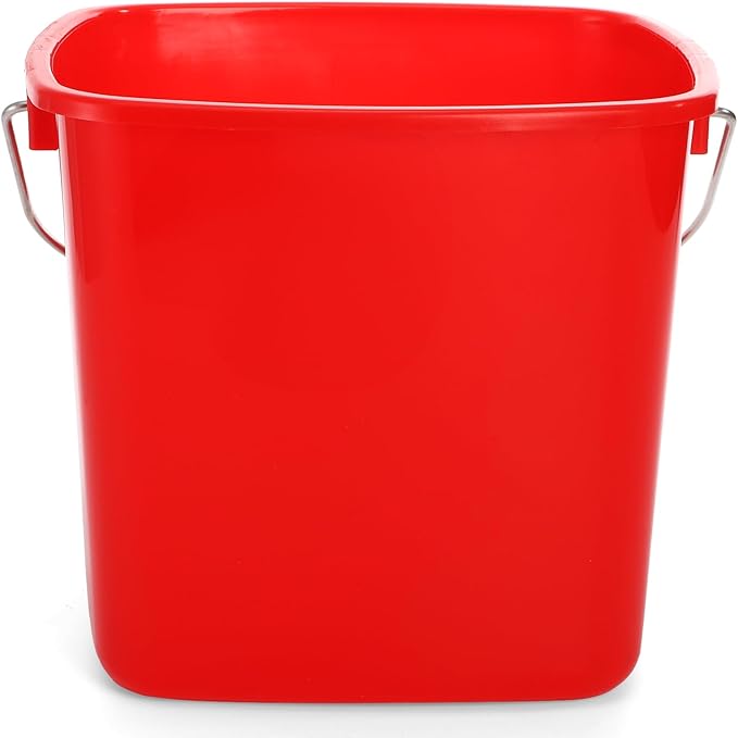 SOUJOY 7 Pack 3 Quart Cleaning Bucket, Plastic Small Sanitizing Bucket with Handle, Multi-Purpose Mini Square Pails for Kitchen, School, Offices, Household and Commercial Use, Red