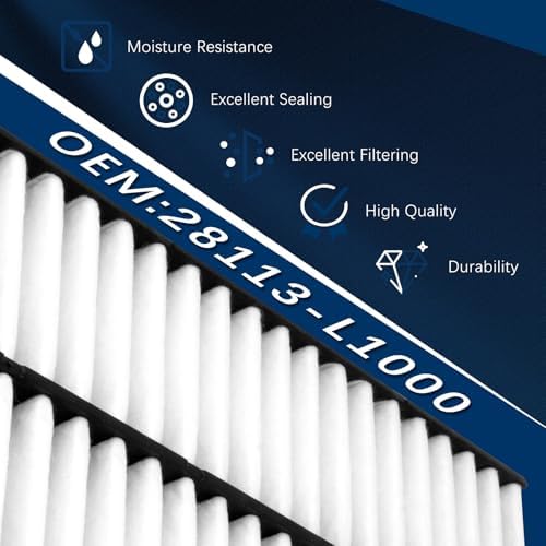 28113-L1000 Engine Air Filter(Hybrid Excluded) for 2020-2025 Hyundai Sonata,Tucson,Santa Fe,Santa Cruz,2021-2025 Kia K5,Sorento,Sportage,Carnival 28113N9000
