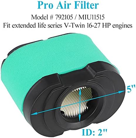 HOODELL 792105 Air Filter 696854 Oil Filter Kit Compatible with 407777 445877 Engine John Deere D170 Z425 Lawn Mower, Replace MIU11515 Air Filter
