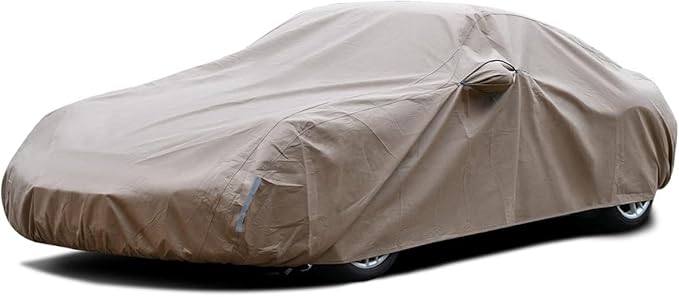 Tecoom Thick Shell Car Cover Waterproof All Weather for Automobiles, Full Exterior Covers with Invisible Zippered Mirror Pockets Wind Uv Hail Protector Universal Fit AudiR8 (173-182 Inches)