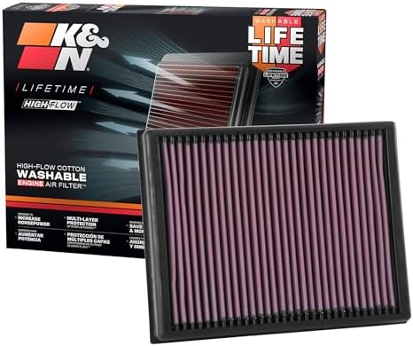 K&N High-Flow Original Lifetime Engine Air Filter: Increase Power: Premium, Washable: Compatible with 2015-2024 Ford/Volkswagen: Endeavour, Everest, Ranger, Ranger Raptor, Amarok, 33-3086