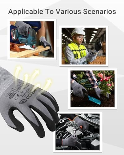 DULFINE Touchscreen 6 Pairs Pack Work Gloves for Men and Women