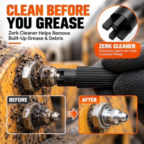 6-Piece Grease Gun Accessory Kit with Quick Release Coupler & Flexible Hose