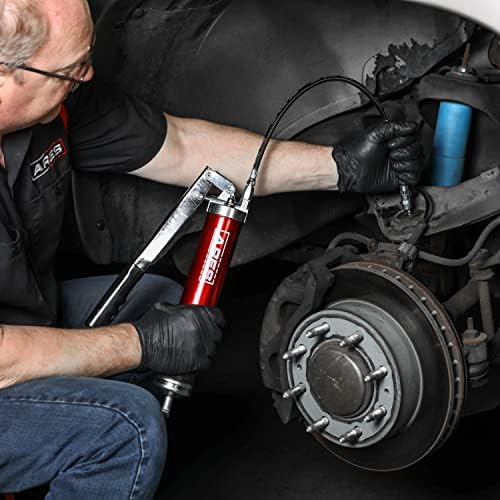 ARES 53013 – Professional Lever Action Grease Gun - 400cc Bulk and 14 Ounce Cartridge Loading - 4500 PSI Working Pressure Rating – 18-Inch Flex Hose and 6-Inch Offset Extension