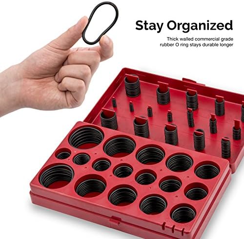NEIKO 407 Rubber O-Ring Assortment Kit, Buna-N Gasket Sealing Rings and Replacement O-Rings, 32 SAE Sizes, 407-Piece Kit