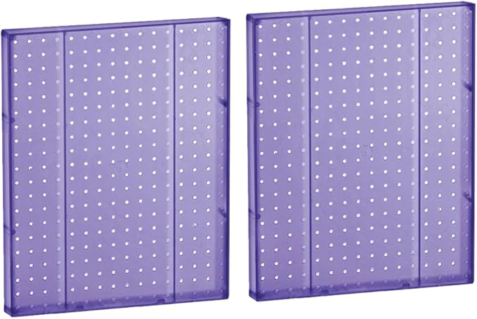 Azar Displays 771620-PUR Plastic Pegboard for Wall Organization - Garage Tool Organizer Wall Mount (Pack of 2) - 1-Sided Durable Wall Panel Organizer (16” W x 20” H x 1” D) - Garage Organizer (Purple)