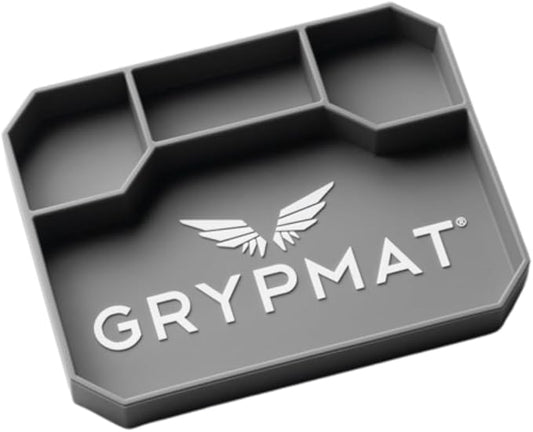 Grypmat Plus Grip Mat for Mechanics - Non-Slip Flexible Silicone Tool Tray - Tool Organizer for Tool Box - Magnetic-Free, Easy-to-Clean Tool Mat - Medium, Gray