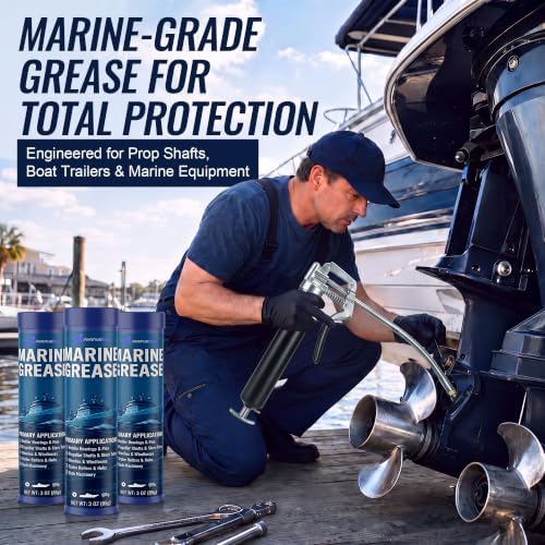8 Pack 3 oz Marine Grease Tube, Premium Marine Grade Grease, Waterproof High Temp (0°F - 500°F) Bearing Lube for Propeller Shafts, Rudder Bearings, Trailers & Boat Maintenance