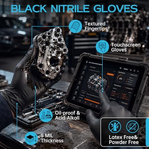 Nitrile Gloves 5 Mil Disposable Latex Black Nitrile Gloves Large