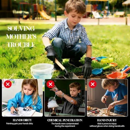 Kids Disposable Gloves, 5-Mil Safe Black Nitrile, Small, 100Ct