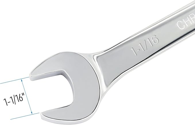 1-1/16 Inch Ratcheting Combination Wrench SAE 72 Teeth 12 Point Ratchet Box Ended and Open End Spanner Tools for Tight Space, Heat-Treated CR-V
