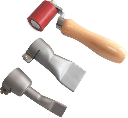 Single Ply Roofing Heavy Duty 45mm Silicone Seam Roller with Heat Gun 40mm Flat Weld Nozzle and 20mm Slot Weld Tip for Triac Hand Held Plastic Welder, Hot Air Welding Gun