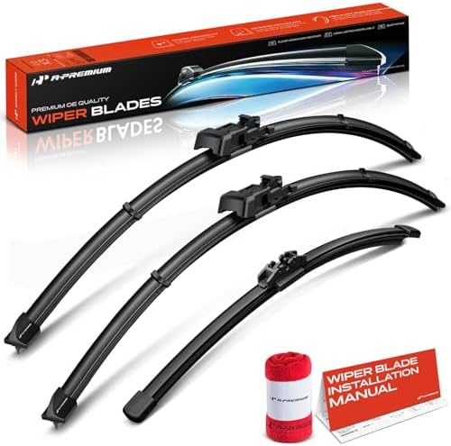 A-Premium 28"+28"+15" Windshield Wiper Blades with Wear Indicator & Towel