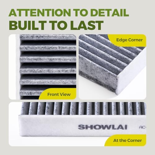 SHOWLAI Activated Carbon Cabin Air Filter Replacement for Audi A3, Q3, S3, TT, and Volkswagen GTI, Golf, Atlas, Jetta, Tiguan (2015–2025, Replaces CF11643)